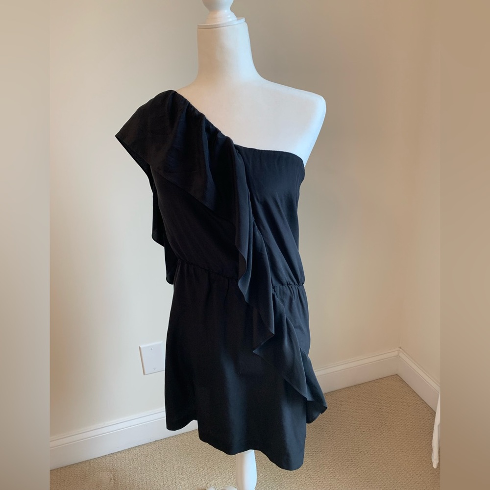 New Mason One Shoulder Dress Black Size 4 Michele mason intermix 100% silk nwt